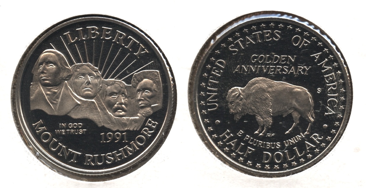 1991-S Mount Rushmore Commemorative Half Dollar Proof in 2x2