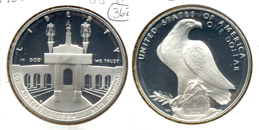 1984-S Olympic Commemorative Silver Dollar Proof in 2x2