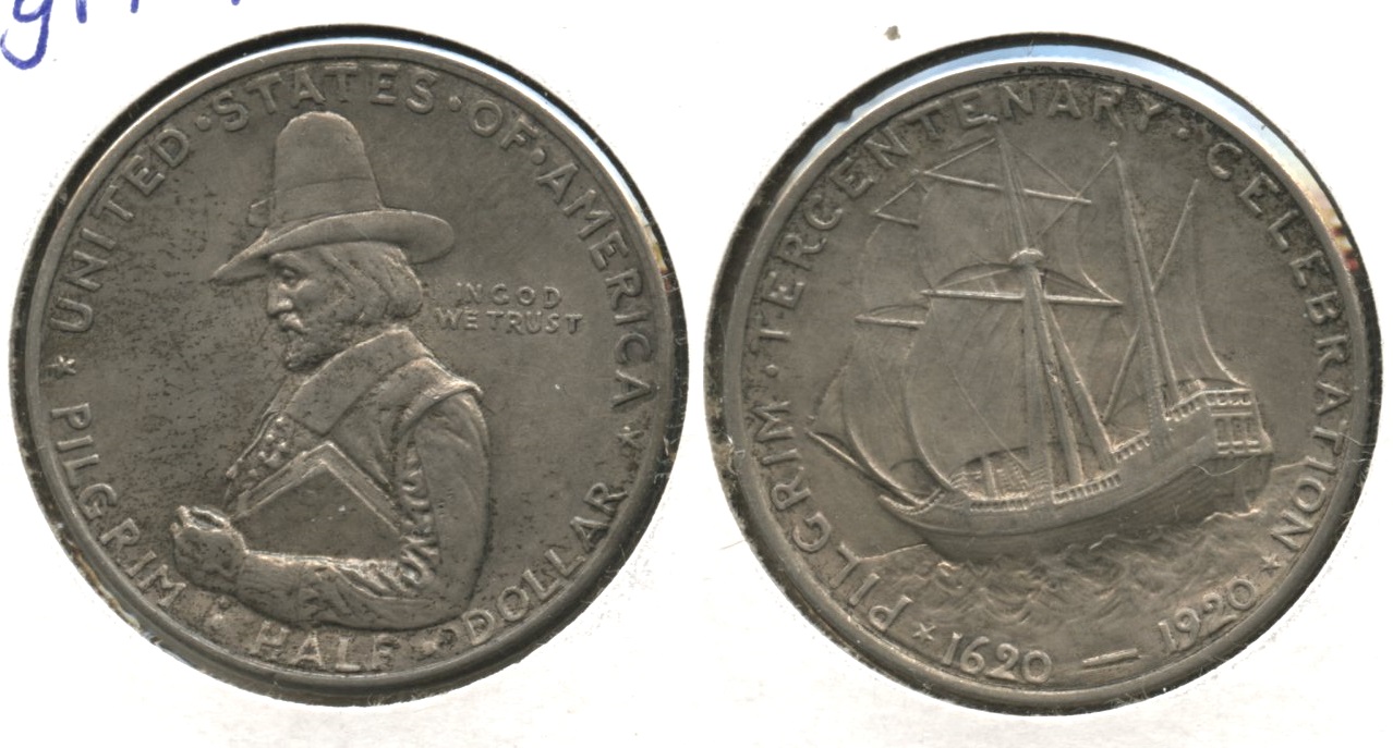 1920 Pilgrim Tercentenary Commemorative Half Dollar AU-55 #a