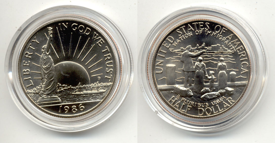 1986-D Statue of Liberty Commemorative Half Dollar Mint State in Capsule