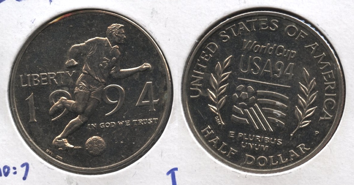 1994 World Cup Soccer Commemorative Half Dollar Mint State Impaired
