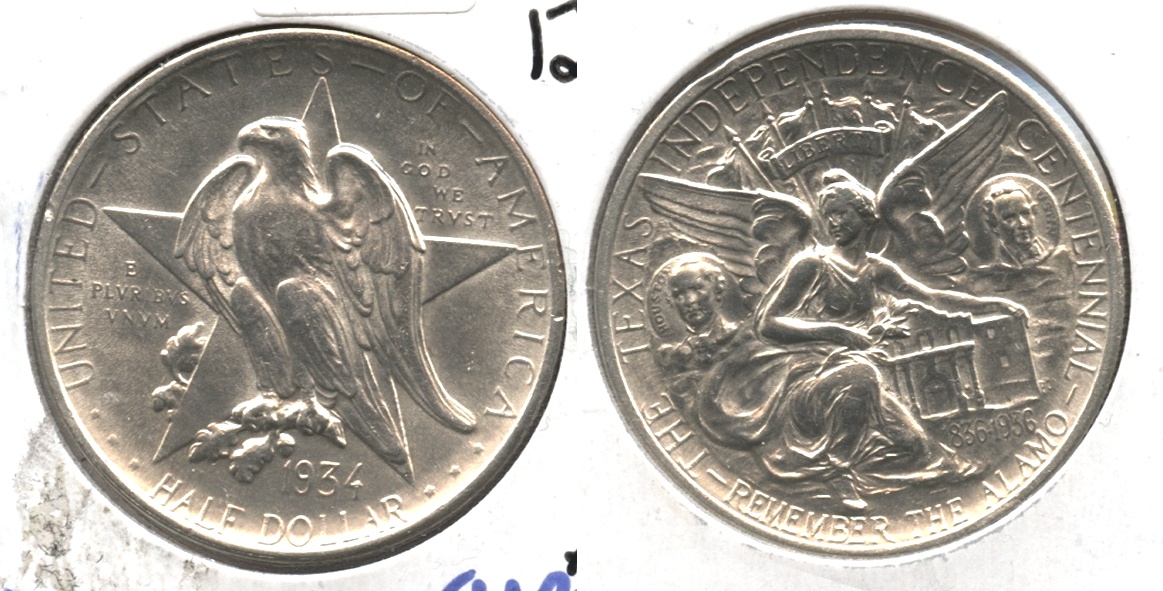 1934 Texas Commemorative Half Dollar MS-63 Rim Bump