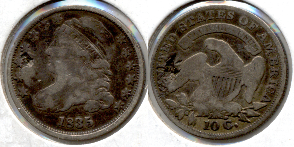 1835 Capped Bust Dime VG-8 Damage