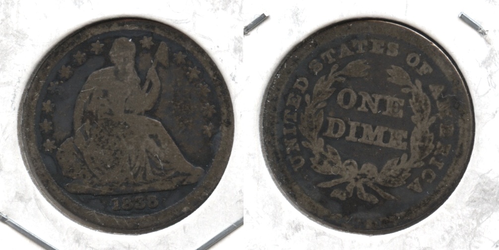 1838 Seated Liberty Dime Good-4