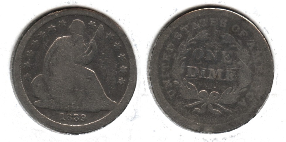 1839 Seated Liberty Dime Good-4 Cleaned