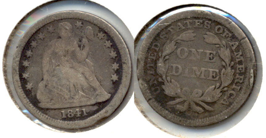 1841 Seated Liberty Dime Good-4 Rough