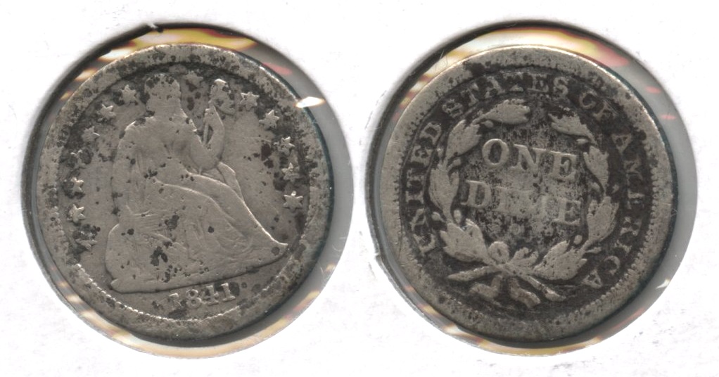 1841 Seated Liberty Dime VG-8 Pitted