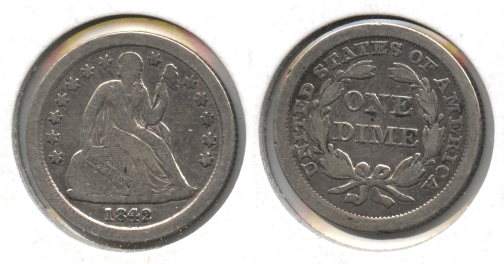 1842 Seated Liberty Dime Fine-12 Cleaned