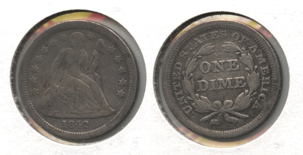 1842 Seated Liberty Dime Fine-12 #a