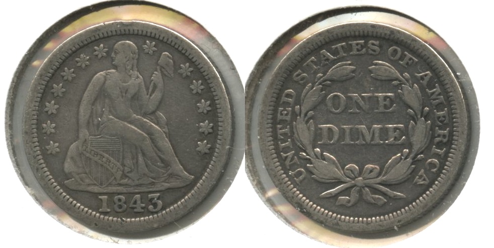 1843 Seated Liberty Dime Fine-12 #a