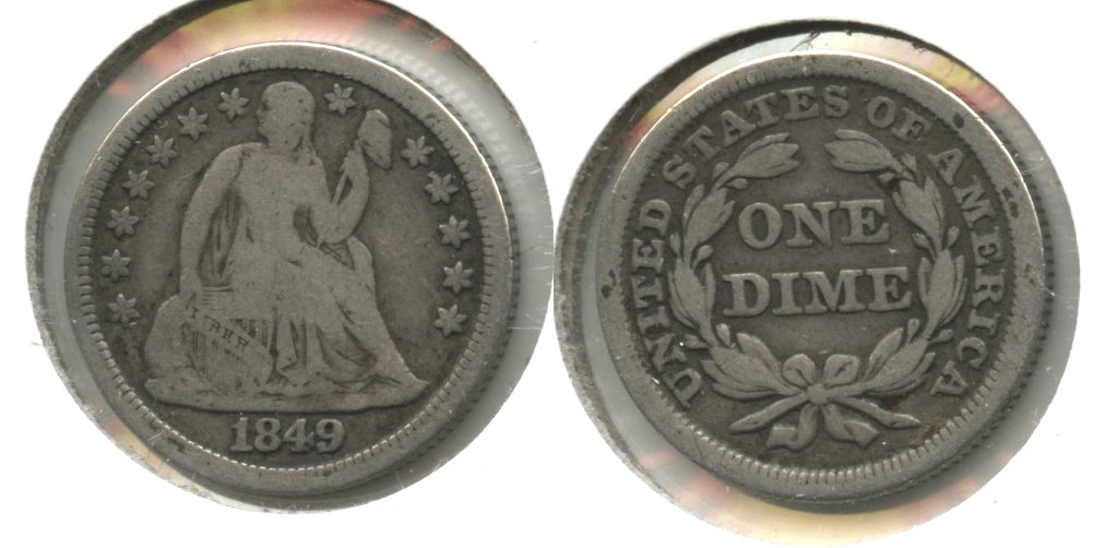 1849 Seated Liberty Dime VG-10
