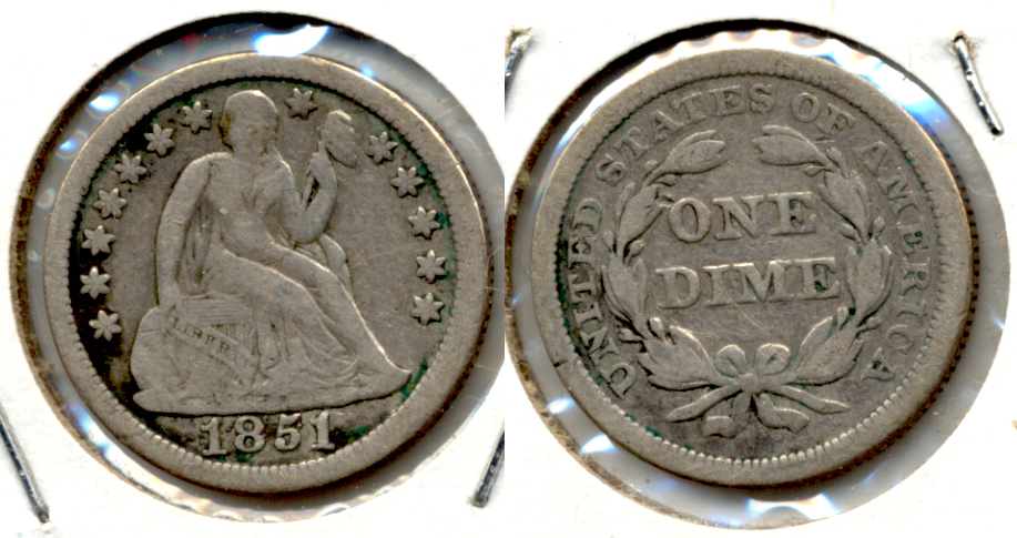 1851 Seated Liberty Dime Fine-12