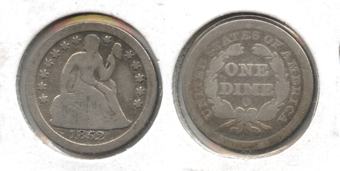 1852-O Seated Liberty Dime VG-8 Cleaned