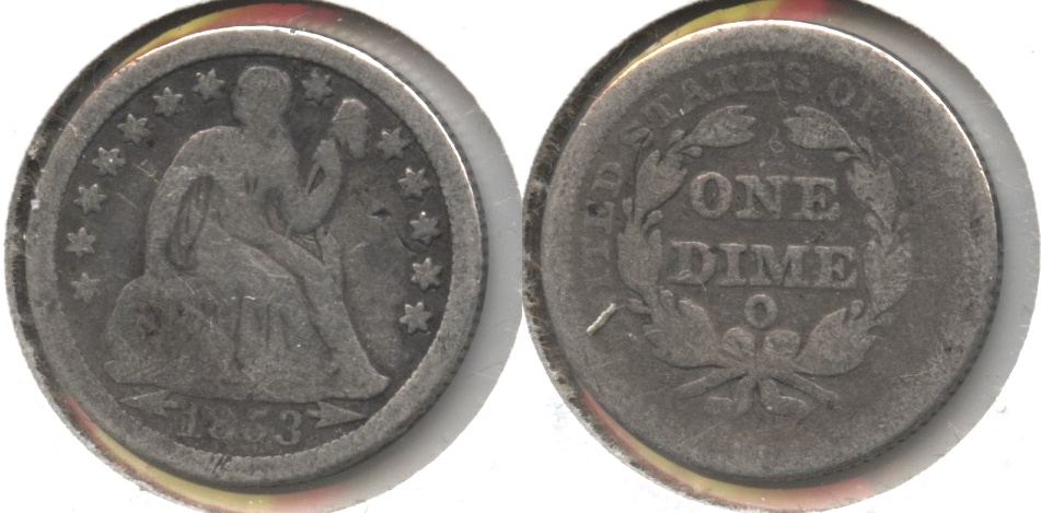1853-O Arrows Seated Liberty Dime AG-3