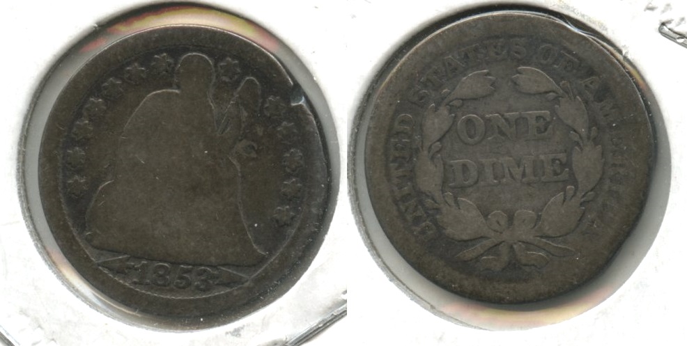 1853 Arrows Seated Liberty Dime AG-3 #g