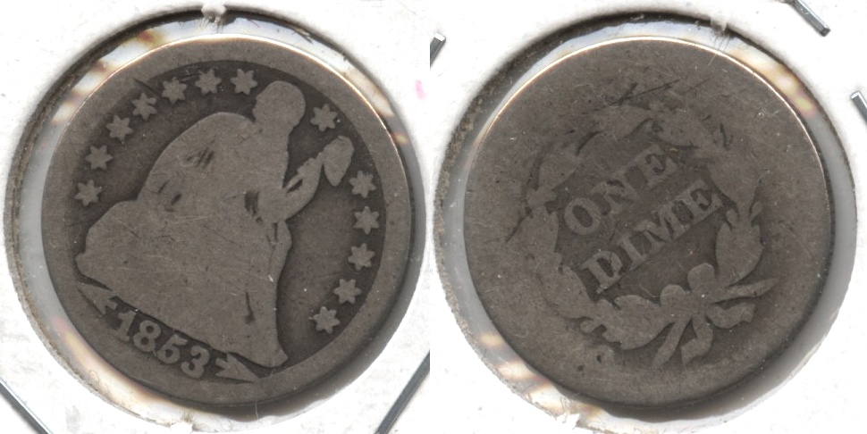 1853 Arrows Seated Liberty Dime Fair-2 #a