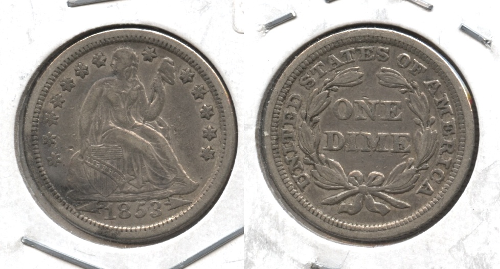 1853 Arrows Seated Liberty Dime VF-20 #e