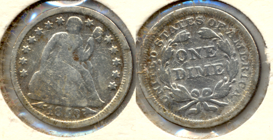 1853 Arrows Seated Liberty Dime VG-8 b Cleaned