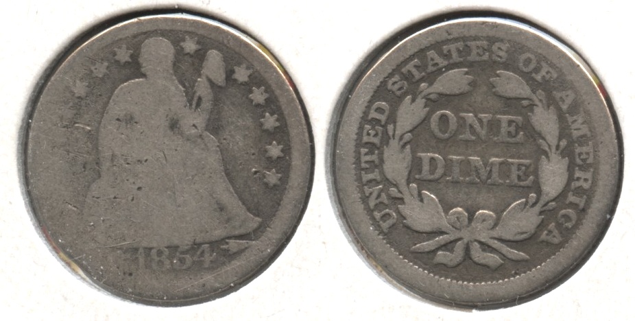 1854 Seated Liberty Dime AG-3