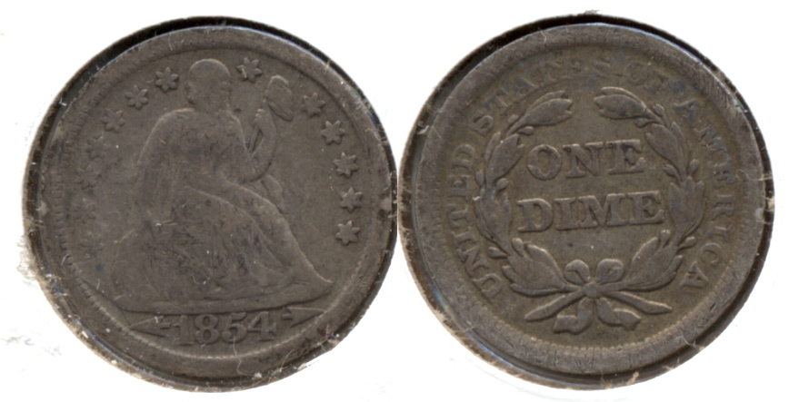 1854 Seated Liberty Dime Fine-12 a