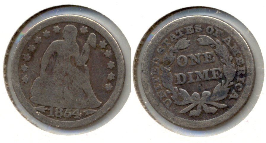 1854 Seated Liberty Dime Good-4