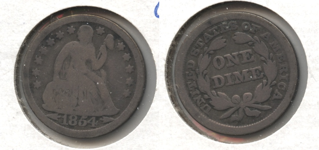1854 Seated Liberty Dime Good-4 #f