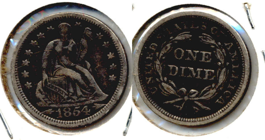 1854 Seated Liberty Dime VF-20 a