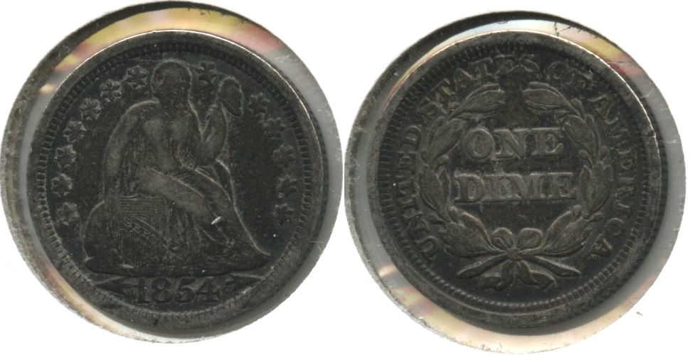 1854 Seated Liberty Dime VF-20 #b