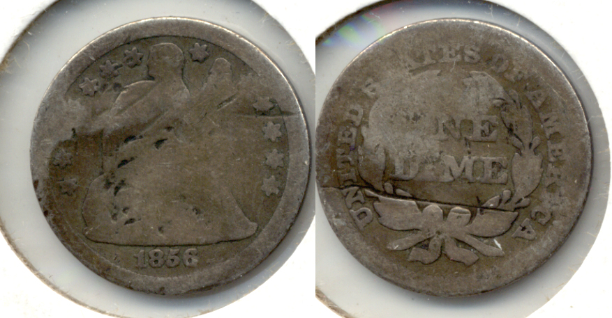 1856 Seated Liberty Dime Good-4 b Damage