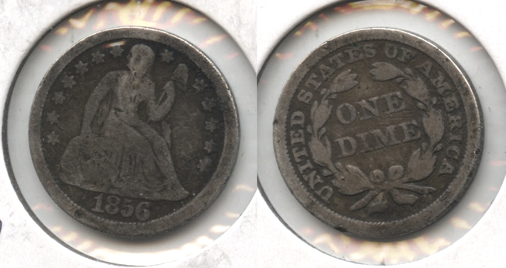 1856 Seated Liberty Dime Good-4 #j Large Date Bent