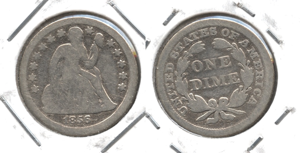 1856 Seated Liberty Dime Good-4 #k Small Date Cleaned