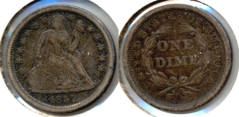 1857 Seated Liberty Dime Fine-12