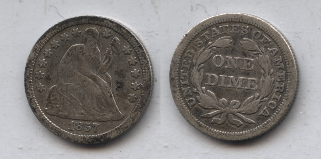 1857 Seated Liberty Dime Fine-12 #a