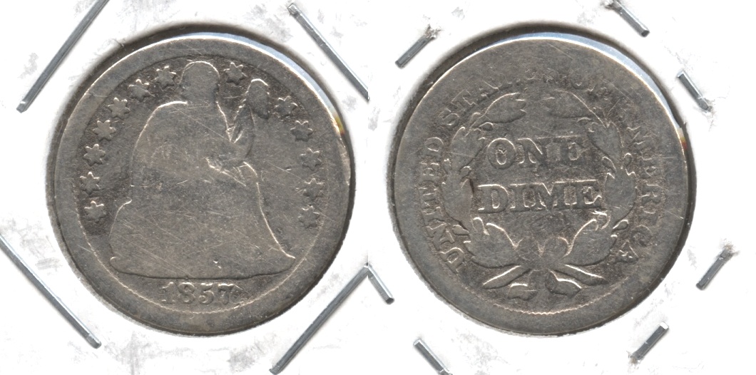 1857 Seated Liberty Dime Good-4 #c Cleaned