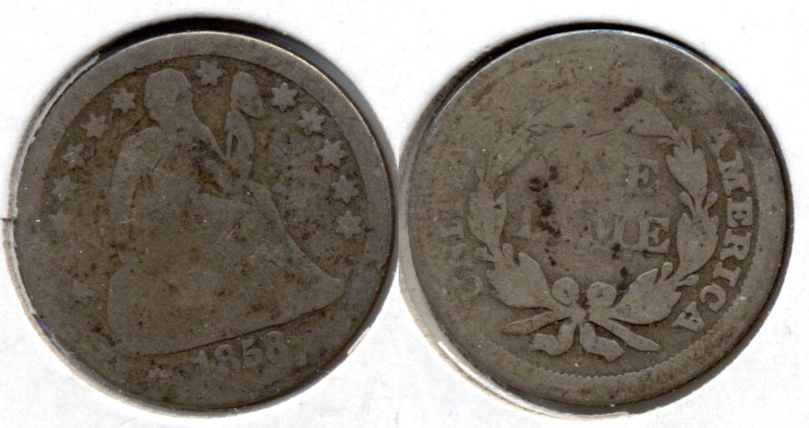1858 Seated Liberty Dime AG-3