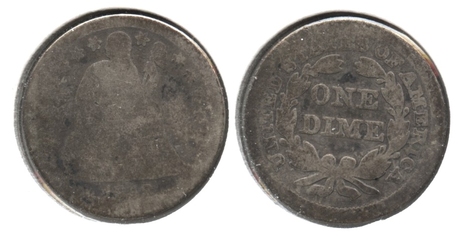 1858 Seated Liberty Dime AG-3 #a