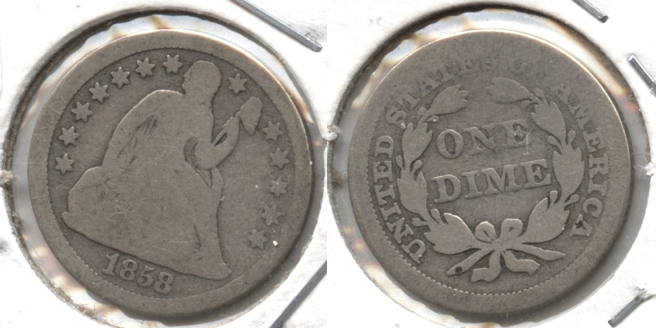 1858 Seated Liberty Dime AG-3 #b