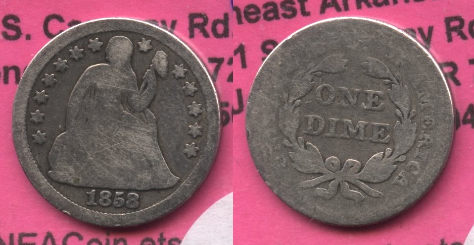 1858 Seated Liberty Dime AG-3 #c