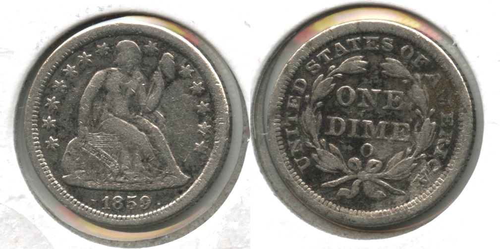 1859-O Seated Liberty Dime Fine-12 #a Light Cleaning