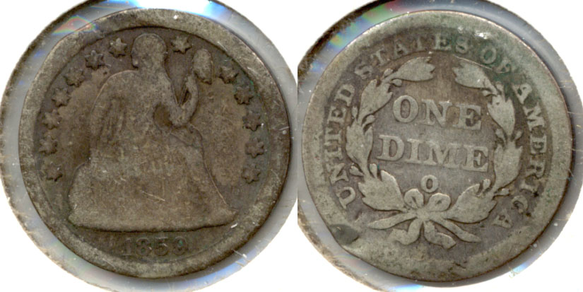 1859-O Seated Liberty Dime Good-4 Edge Bump