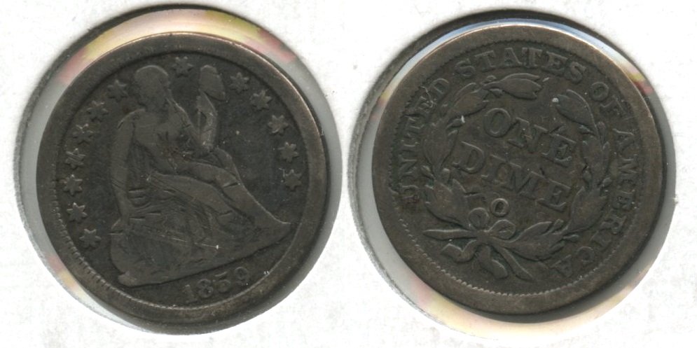 1859-O Seated Liberty Dime VG-8 Scratches