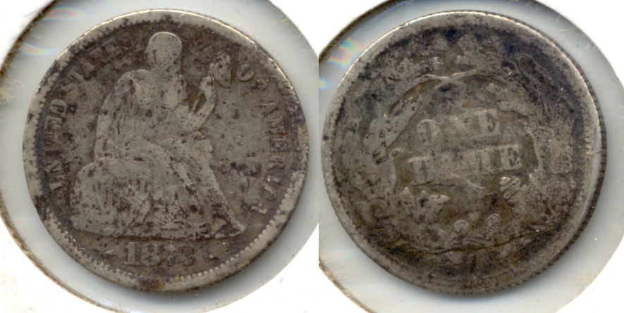 1873 Seated Liberty Dime VG-8 Spotty