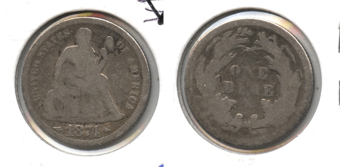 1874 Seated Liberty Dime AG-3 #b