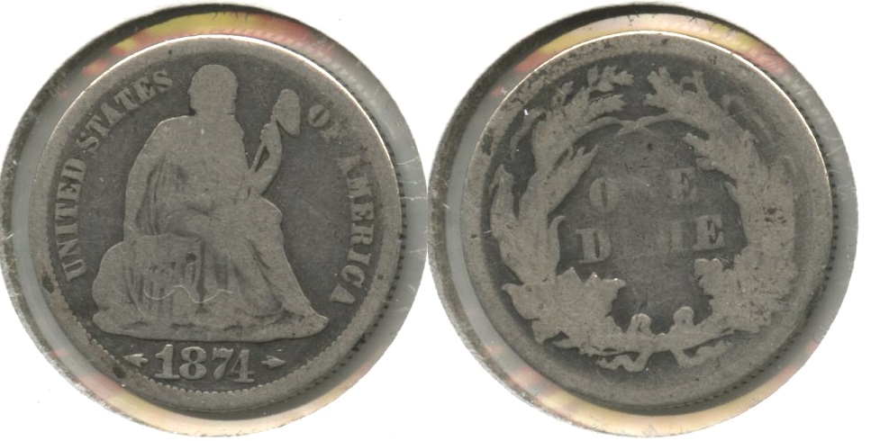 1874 Seated Liberty Dime Good-4 #a