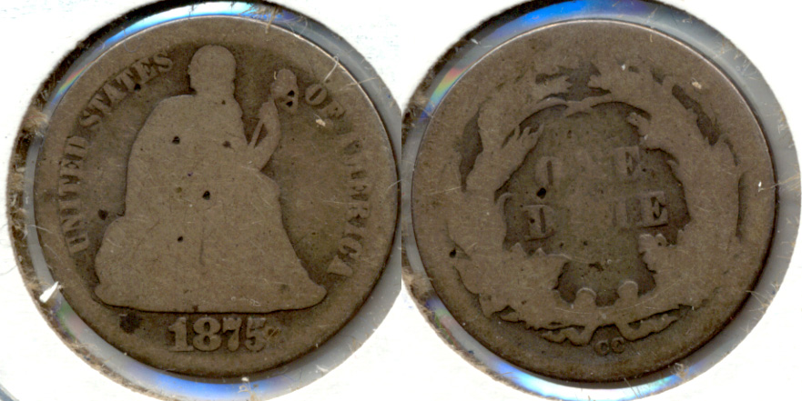 1875-CC Seated Liberty Dime AG-3