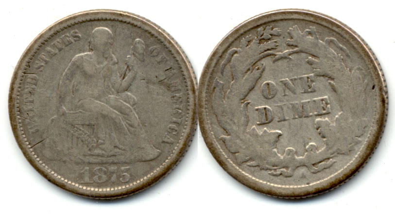 1875-S Seated Liberty Dime Fine-12