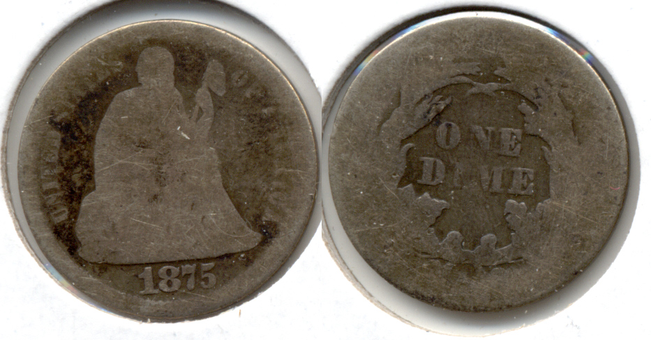 1875 Seated Liberty Dime AG-3 d
