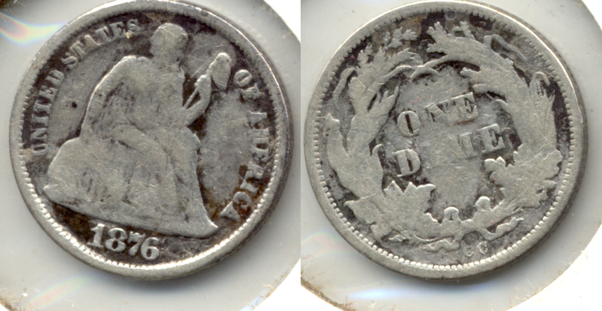 1876-CC Seated Liberty Dime VG-8 b Cleaned