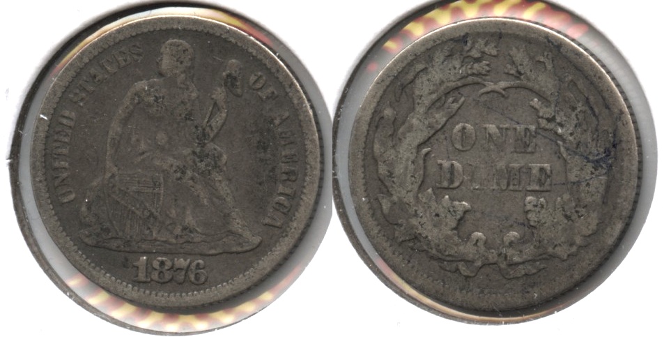1876 Seated Liberty Dime Fine-12