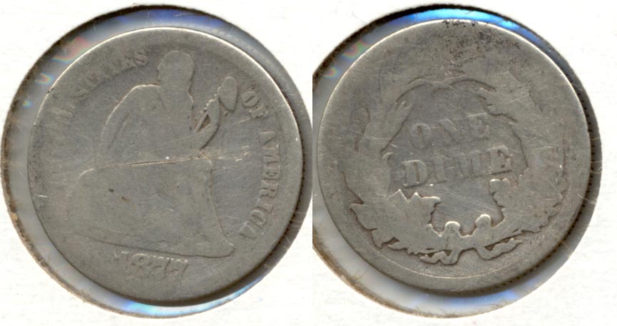 1877 Seated Liberty Dime AG-3 Cleaned